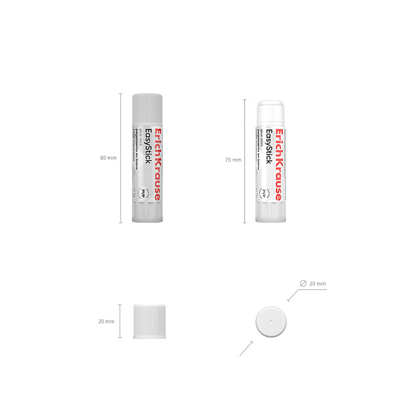 Клей-карандаш  06 г ErichKrause EasyStick, (в коробке-дисплее по 30 шт.)