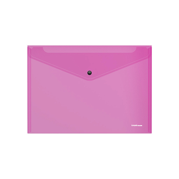 Папка-конверт на кнопке А4 ErichKrause Fizzy Vivid, A4, полупрозрачный, пластиковая, ассорти (в пакете 