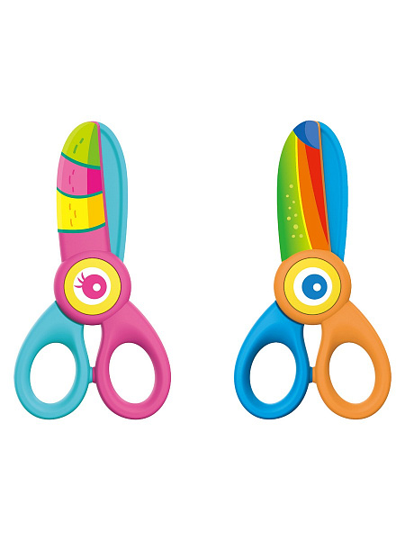Ножницы безопасные KEYROAD 11,6 см с рисунком, дошкольные, симметричные кольца, блистер