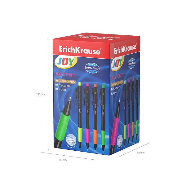 Ручка шариковая автомат. ErichKrause JOY® Accent, Ultra Glide Technology СИНЯЯ