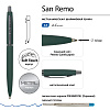 Ручка "SAN REMO" в метал. футляре 1.00 ММ, СИНЯЯ (корпус зеленый, футляр черный)