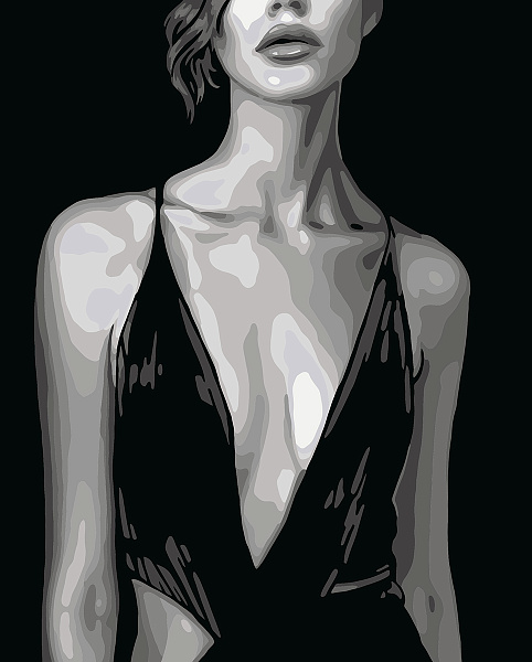 Картина по номерам 50*40 "Черно-белая тайна" "ФРЕЯ"