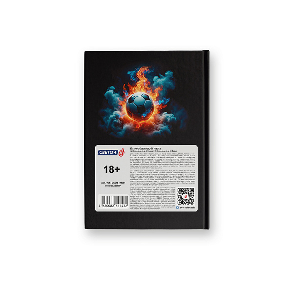 Бизнес-блокнот A6 64 л. кл. "Огненный матч" матовая ламинация,  01664 "Светоч"