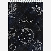 Блокнот А5 20 л. "SKETCHBOOK BLACK" чёрная бумага 120 г/м кв., гребень