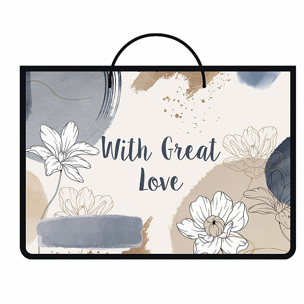 Папка для тетрадей А4 с ручками шнурок "ЦВЕТОЧНАЯ АБСТРАКЦИЯ" печать на пластике