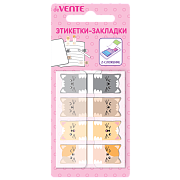 Закладки пластиковые "deVENTE. Kitty" полупрозрачные, фигурные, 44x15 мм, 4x20 листов, в индивидуальном диспенсере Z-сложение, 4 дизайна, в картонном блистере