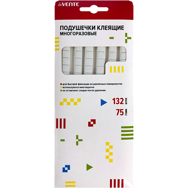 Подушечки клеящие многоразовые "deVENTE" 132 шт, 75 г, белые, в блистерной упаковке с европодвесом