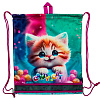 Сумка для сменной обуви "deVENTE. Candy Cat" 40x47 см, водоотталкивающая ткань, на веревочной завязке, с вставкой из пластиковой сетки для вентиляции, с петлей для повеса и переноски