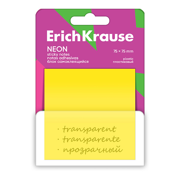 Бумага на л/п 75*75 50 л. ErichKrause Neon, пластиковый , ассорти