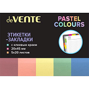 Закладки пластиковые "deVENTE. Pastel" полупрозр. 45x20 мм, 5x20 л. 5 цветов