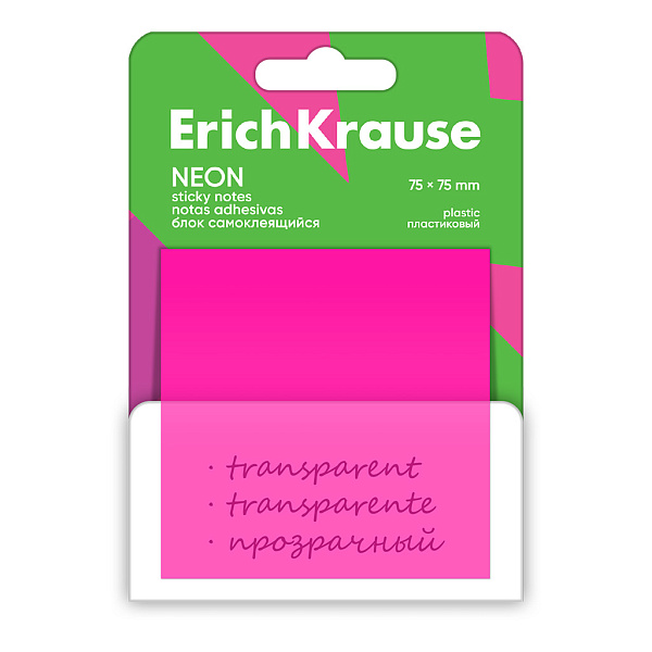 Бумага на л/п 75*75 50 л. ErichKrause Neon, пластиковый , ассорти