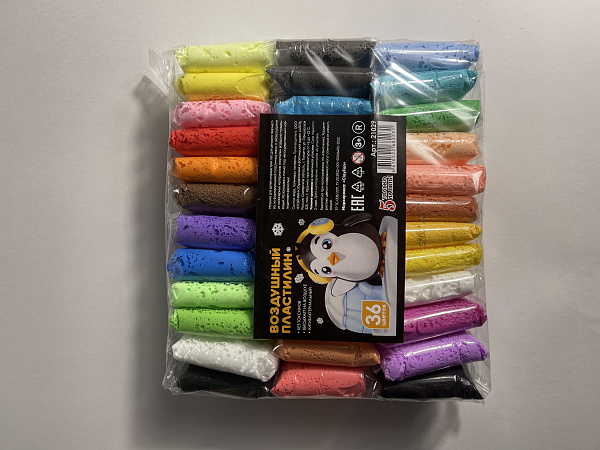 Пластилин воздушный 36 цветов, со стеком
