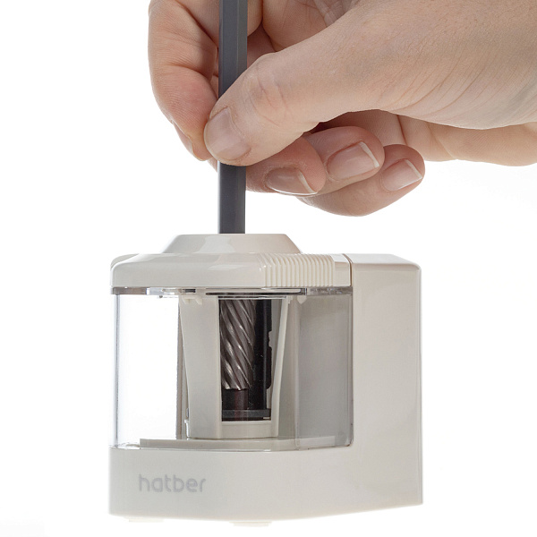 Точилка электрическая Hatber MASTER спиралевидное лезвие, в прозрачном ПВХ-боксе