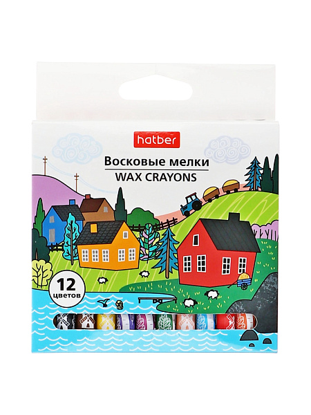 Мелки восковые 12 цв. Art Time круглый корпус диаметр 9мм в карт. короб. с европодвесом