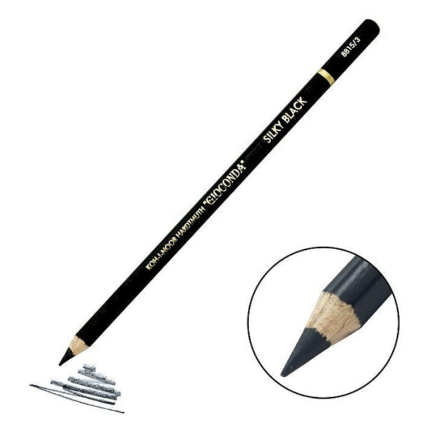 Карандаш художественный чернографитный 4.2 мм, Koh-I-Noor GIOCONDA SILKY 8815 hard, чёрный, L=175 мм