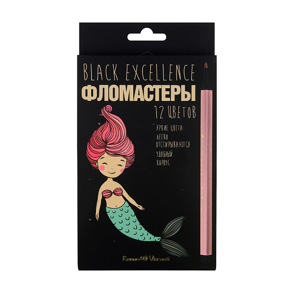 Фломастеры 12 цв. "BLACK EXCELLENCE"  4 ВИДА