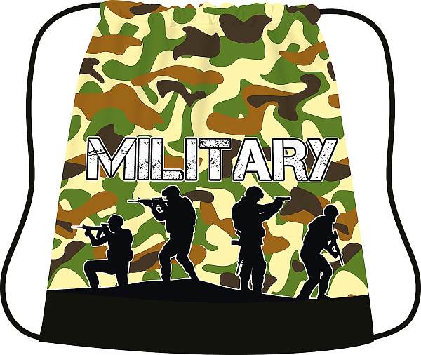 Сумка для сменной обуви цветная, ткань, дизайн 420/340 "MILITARY" 2024