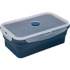 Ланчбокс складной герметичный "deVENTE" темно-синий, прямоугольный, 1200 мл, 21,5x14x8 см, в сложенном виде высота 3,5 см, силиконовый, с пластиковой крышкой, с отвестием вентиляции и силиконовой заглушкой,
