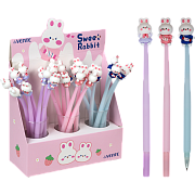 Ручка шариковая 0,7 мм deVENTE. Sweet Rabbit СИНЯЯ силиконовая с декор. элем.гибк.корп.маслянная