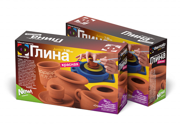 Глина для лепки 410 гр. Красная скульптурная для набора Гончар