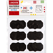 Наклейки для надписей "deVENTE" 55x35 мм, влагостойкие, черные, матовые, фигурные, для мелков и маркеров, 24 шт, ПВХ 100 мкм, на банки для круп, специй, индивидуальная упаковка