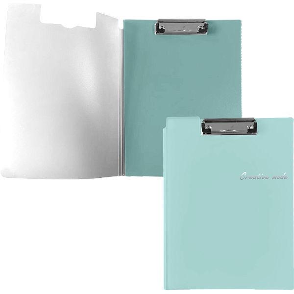 Папка-клипборд "deVENTE" A4 с карманом сзади, полипропилен, подложка толщиной 1 мм, крышка толщиной 0,5 мм, ширина прижима 12 см, пастельная бирюзовая, индивидуальная упаковка