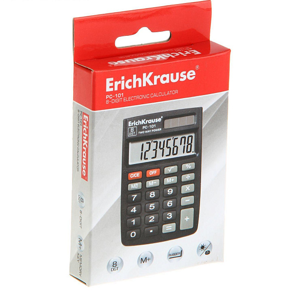 Калькулятор карманный 8 разр. ErichKrause PC-101 Classic, черный