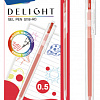 Ручка гелевая автомат. 0,5 мм Deli Deligh корп.прозрачный, чернила красн. 