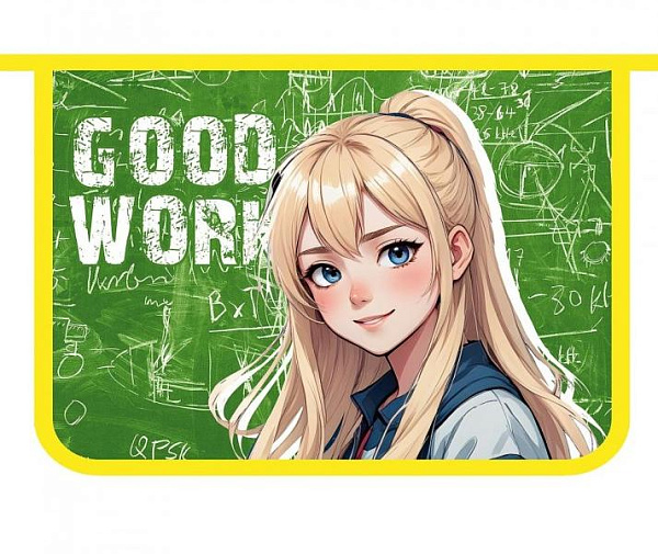 Папка для тетрадей А4 пластиковая, печать на картоне, молния сверху 325/230/55 "МИЛАЯ БЛОНДИНКА" 2025