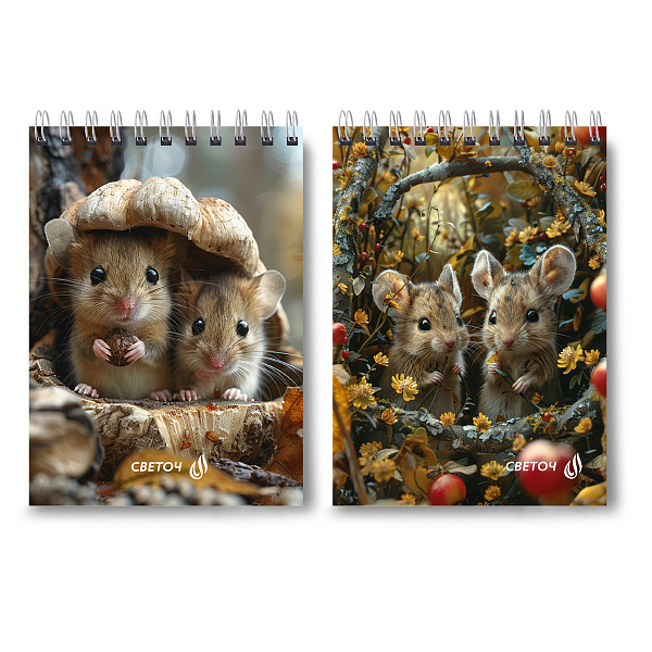 Блокнот А6 60 л. кл. на гребне "Мышки-шалунишки 01221  "Светоч"