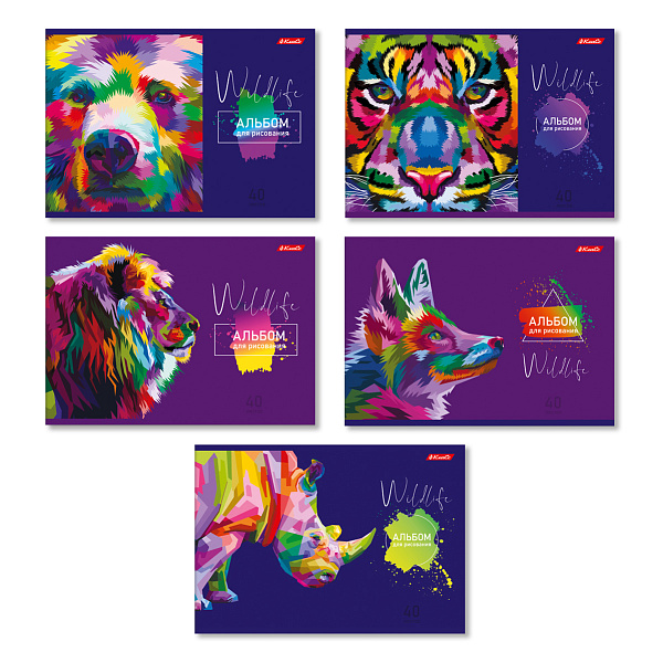 Альбом д/рис. 40 л. "Радужный зверь" 100 г/м2 A4 29 х 20.5 см на скобе 000233 "Светоч"