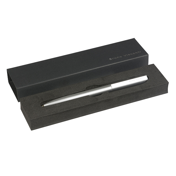 Ручка "TORINO" в подарочном футляре, 1,0 ММ, СИНЯЯ (корпус серебр, футляр черный)