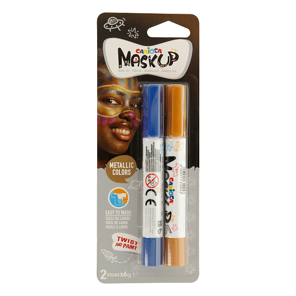 Грим-стик для лица "Carioca" Mask Up Classic Box  2 цв.  цвета металлик и неон
