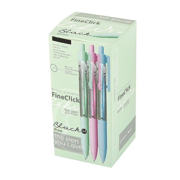 Ручка гелевая 0,4 мм "FineClick.Zefir" АВТОМАТИЧЕСКАЯ, ЧЕРНЫЙ (3 цвета корпуса)