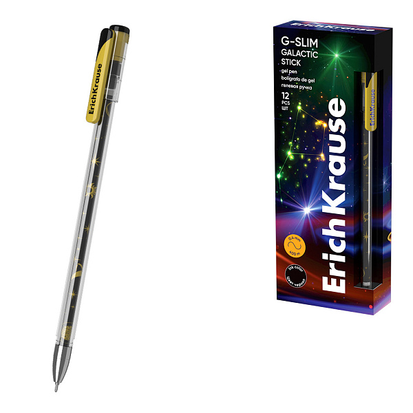 Ручка гелевая ErichKrause G-Slim Stick Galactic 0.5, цвет чернил черный (в коробке по 12 шт.)