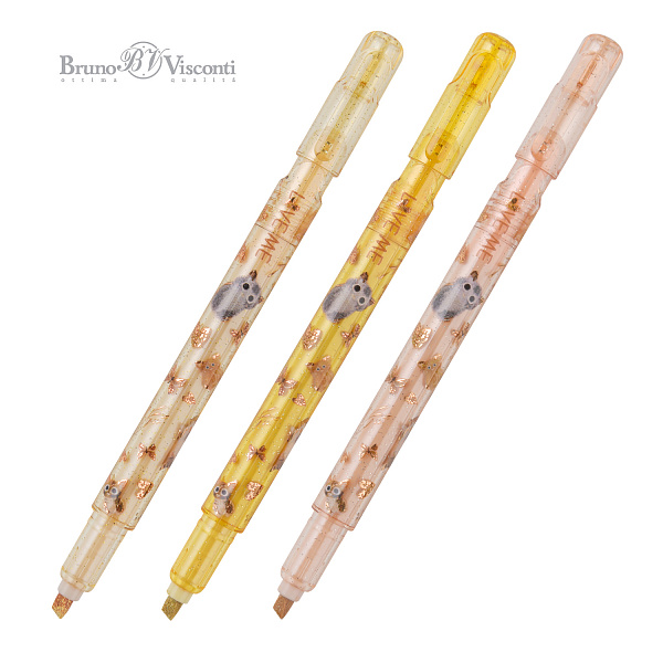 Маркер-текстовыделитель "LOVE ME", 3-И ЗОЛОТЫХ ЦВЕТА, ГЛИТТЕР, В ДИСПЛЕЕ