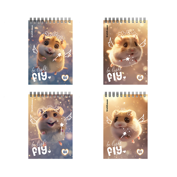 Блокнот А6 60 л. кл. на спирали ErichKrause Fluffy, MIX-PACK