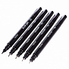 Набор черных линеров  Hatber Noir/Нуар -Terra Colora- 01./0.3/0.5/0.7mm/Brush 5шт в прозрачном ПВХ-боксе