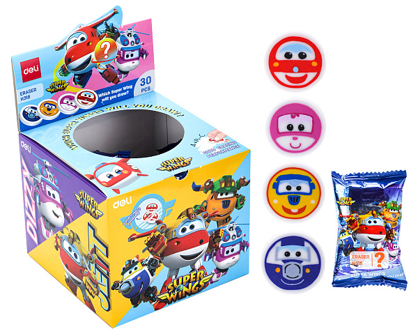 Ластик Deli  Super Wings 30х10мм ассорти