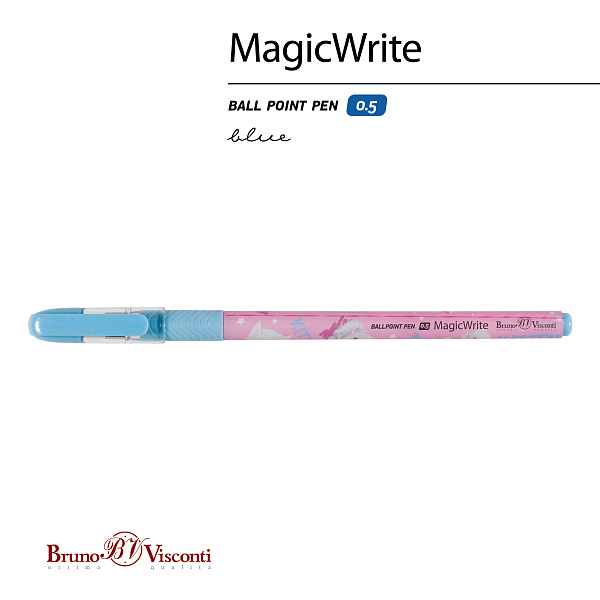 Ручка шариковая 0,5 мм "MagicWrite. Кошка с бантиком" СИНЯЯ