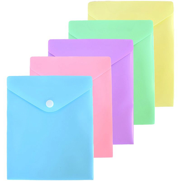 Папка-конверт на кн. А6 "deVENTE. Pastel" 180 мкм, непрозрачная, 5 пастельных уветов ассорти