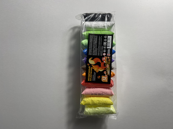 Пластилин воздушный 12 цветов, со стеком