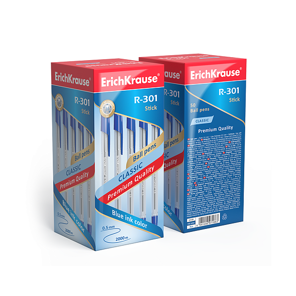 Ручка шариковая ErichKrause® R-301 CLASSIC 1.0 Stick синяя (22029)