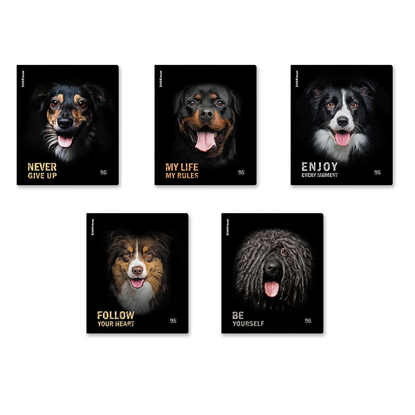 Тетрадь 96 листов в клетку "Собаки", матовая ламинация ErichKrause _MIX-PACK