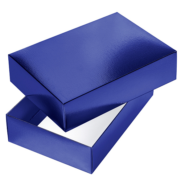 Коробка подарочная ПРЯМОУГОЛЬНИК складная "METALLIC Синяя" 250х180х65, тиснени. в пакете с европодвес