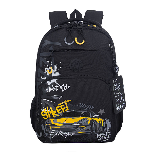 Рюкзак школьный с картхолдером на держателе (/1 черный - серый)