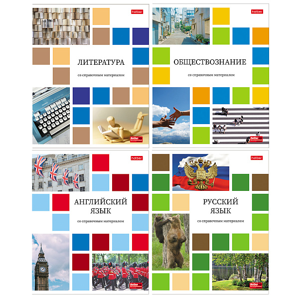 КОМПЛЕКТ тетрадь предметная 48 л. 12 шт. "Цветная мозаика" 65г/кв.м интерактивн.справочн.инф. Обл. мел.картон