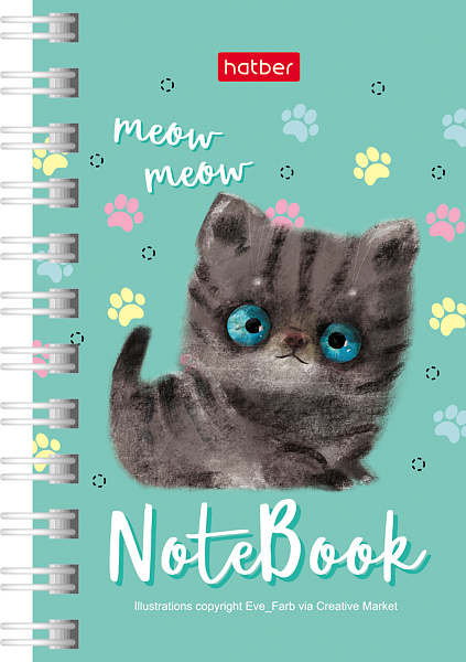 Записная книжка А7 40 л. кл. на гребне "Кошарики"