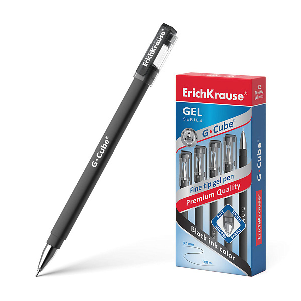 Ручка гелевая 0,5 мм ErichKrause G-Cube® Stick Classic ЧЕРНАЯ
