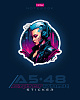 Тетрадь 48 л. кл. "Cyberpunk sticker" 65г/кв.м, выб лак 5 диз.в блоке скругл.углы 